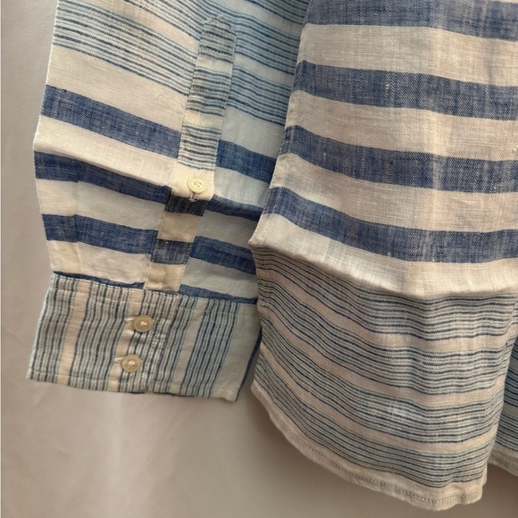 Untuckit Vietti Long Sleeve Button Down Shirt Blue & White - Picture 4 of 11